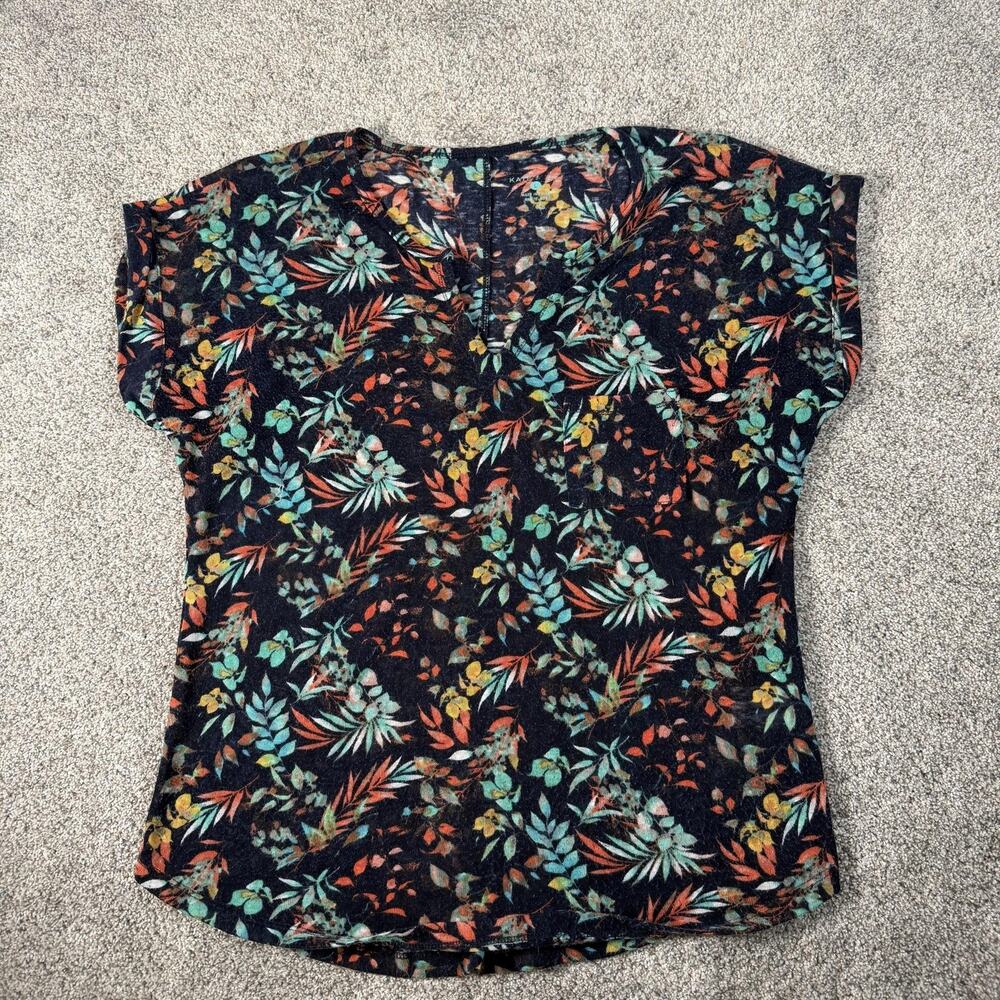 Kate & Sam T-Shirt L Tropical Leaf Print Botanical Resort Vacation Island Nature
